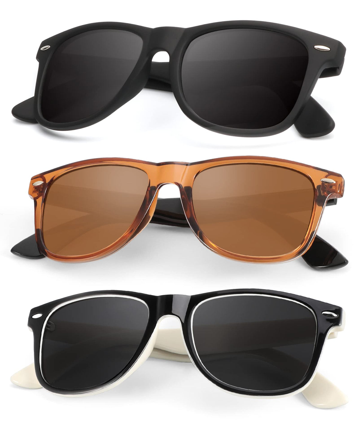 KALIYADI Polarized Sunglasses for Men and Women Matte Finish Sun glasses Color Mirror Lens UV Blocking (3 Pack)