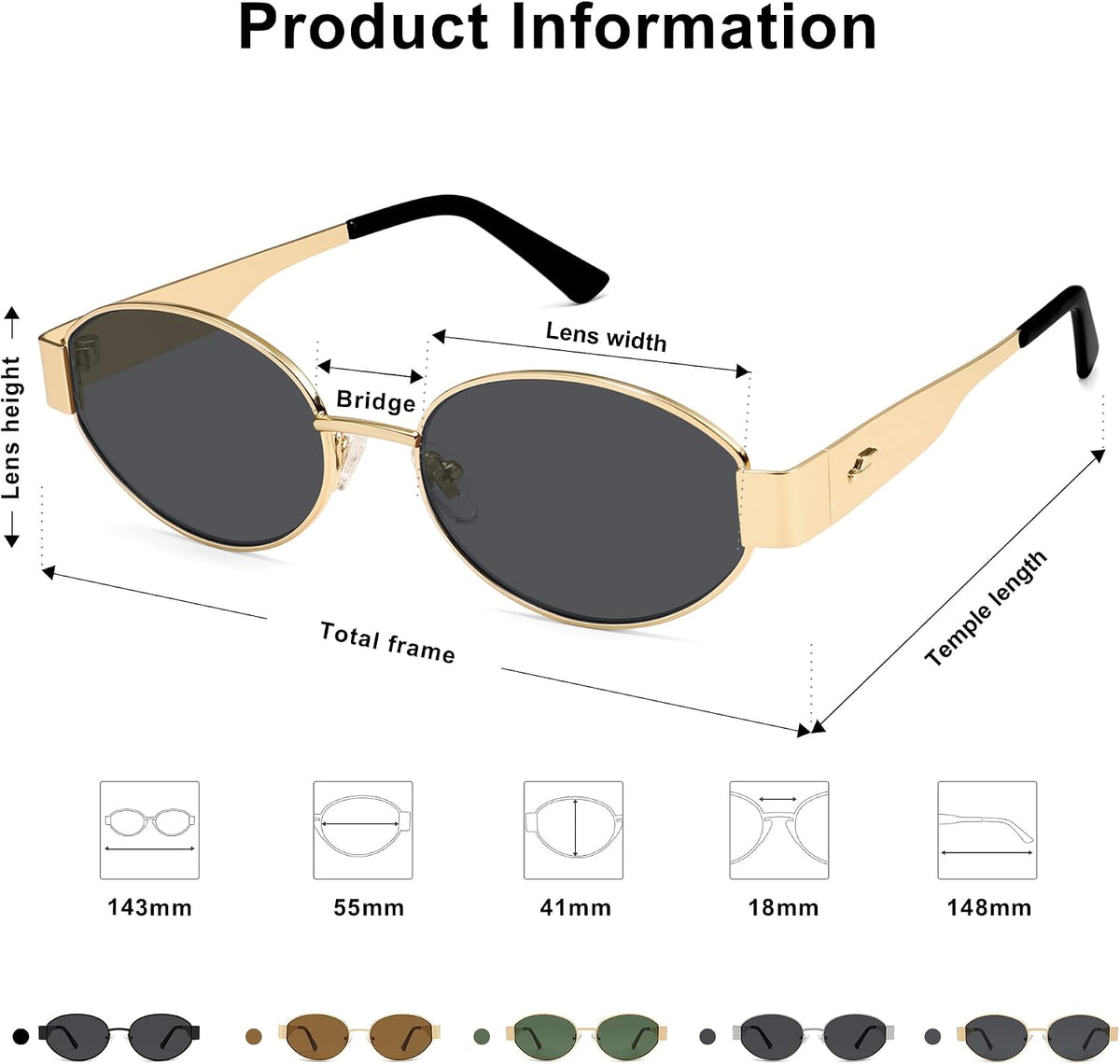 SOJOS Retro Oval Sunglasses for Women Trendy Classic 80s 90s Shades SJ1256