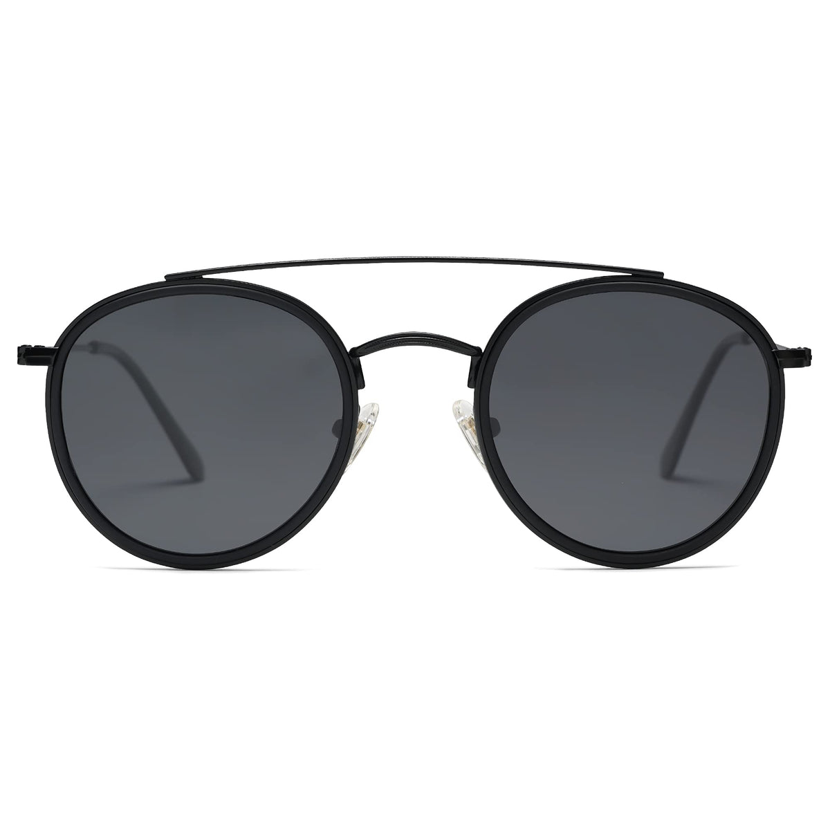 SOJOS Retro Vintage Round Polarized Sunglasses for Women Men Double Bridge Circle Sunnies SJ1104