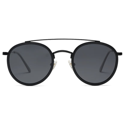 SOJOS Retro Vintage Round Polarized Sunglasses for Women Men Double Bridge Circle Sunnies SJ1104