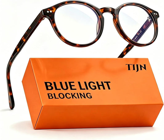 TIJN Blue Light Blocking Glasses Men Women,Vintage Round Frame Eyeglasses