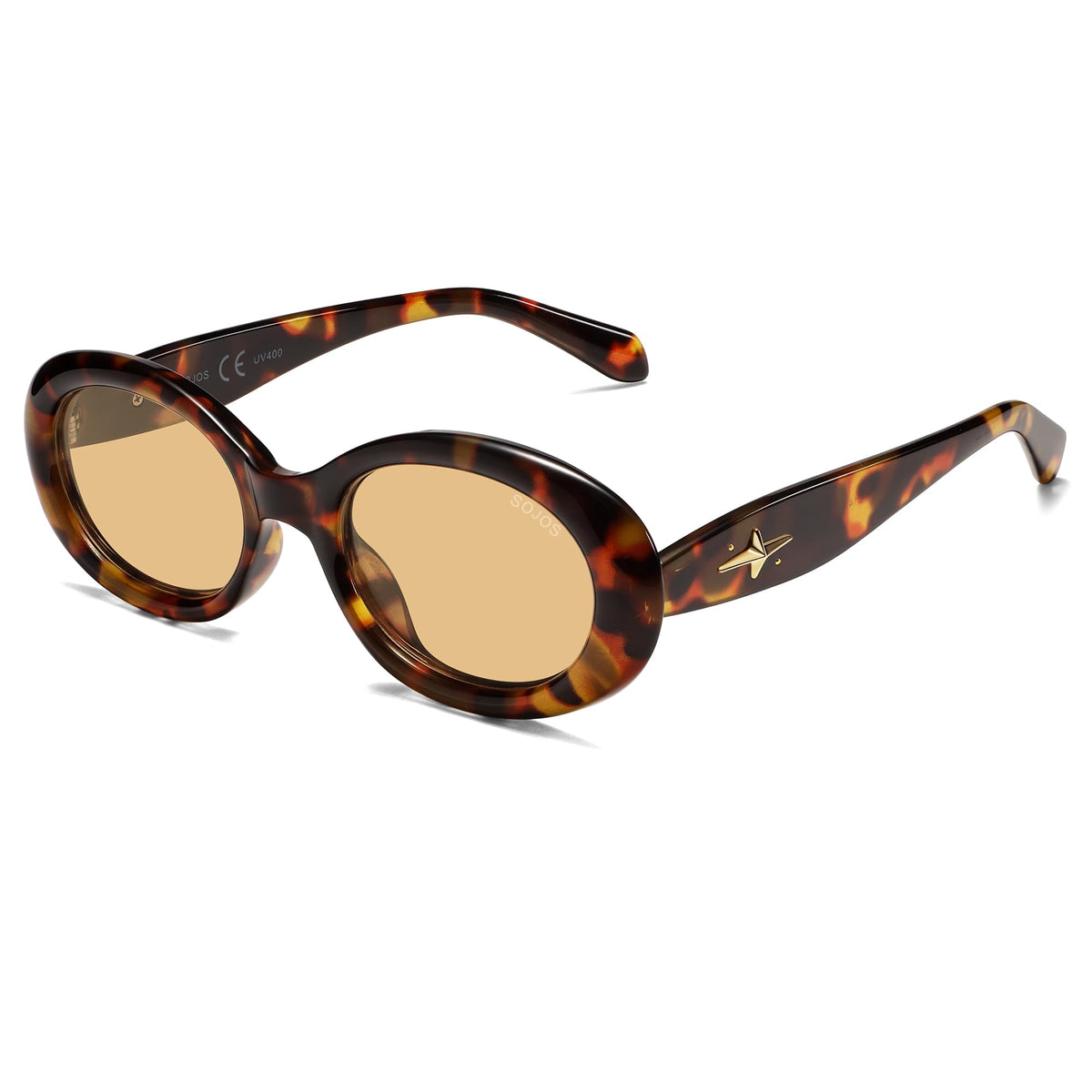 SOJOS Retro Oval Polarized Sunglasses for Women Men 90s Vintage UV400 Protection Tiny Sun Glasses SJ2286
