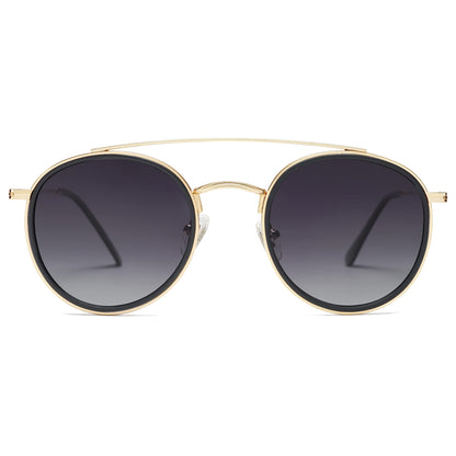SOJOS Retro Vintage Round Polarized Sunglasses for Women Men Double Bridge Circle Sunnies SJ1104
