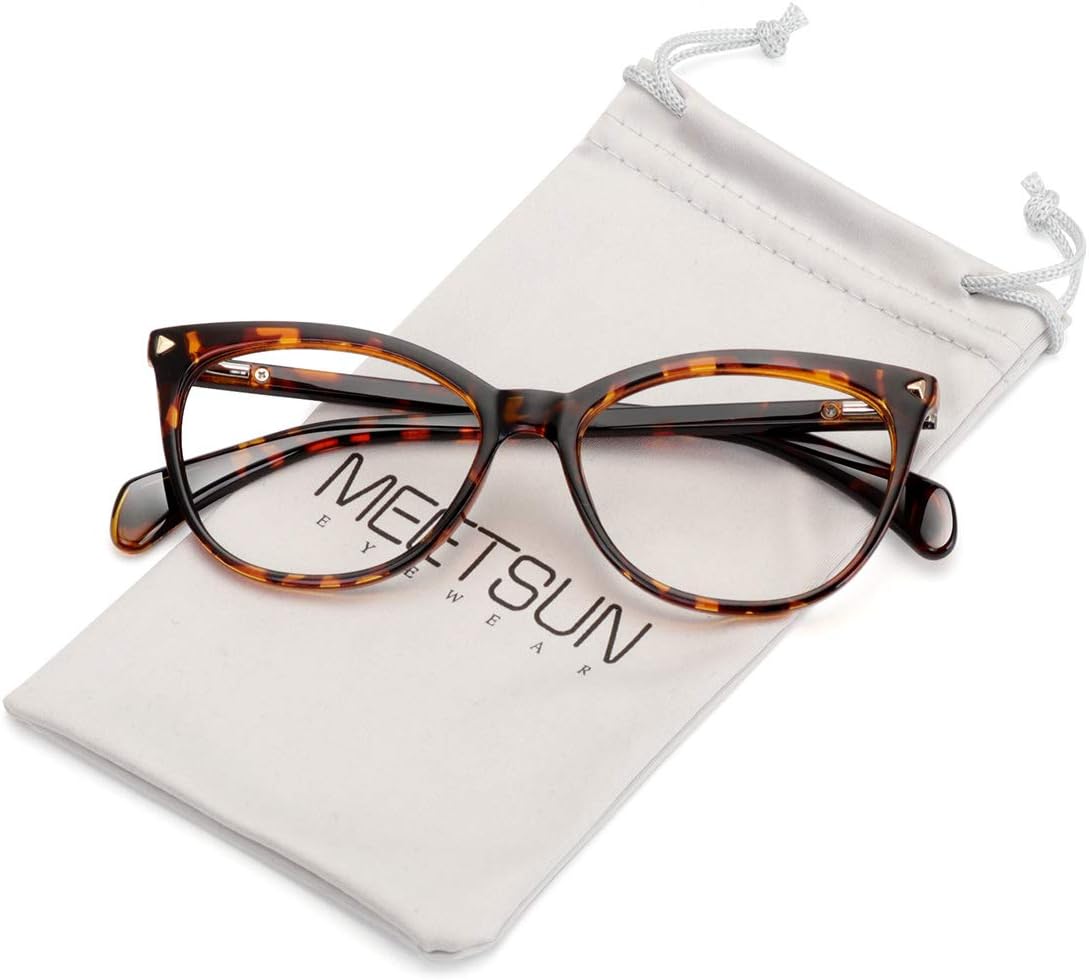 MEETSUN Non Prescription Glasses Frames For Women，Retro Cateye Fake Eyeglasses HD Clear Lens