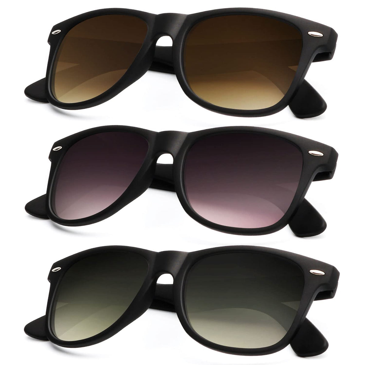 KALIYADI Polarized Sunglasses for Men and Women Matte Finish Sun glasses Color Mirror Lens UV Blocking (3 Pack)