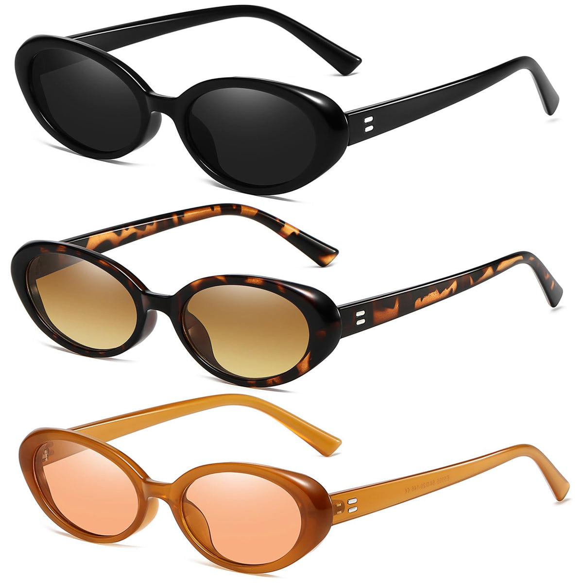Breaksun Retro Oval Sunglasses for Women Men Fashion Small Oval Sunglasses 90s Vintage Shades