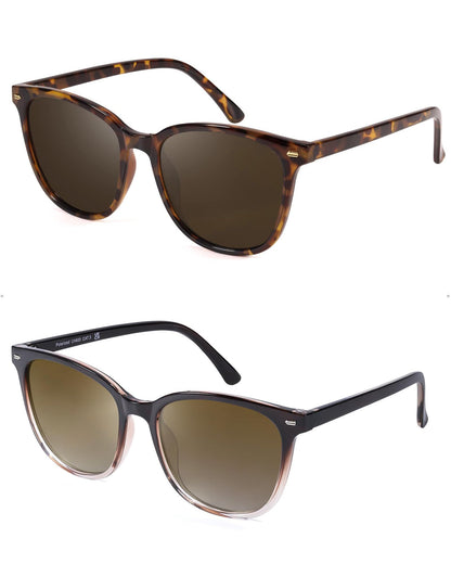 FIMILU 2 Packs Sunglasses for Women Polarized UV400 Protection Lens Big Frame Fashion Glasses Trendy Stylish Shade