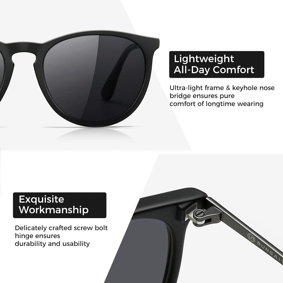 SUNGAIT Premium Vintage Round Sunglasses for Women Men Classic Retro Style