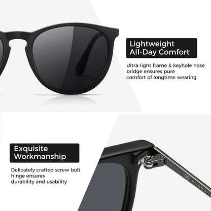SUNGAIT Premium Vintage Round Sunglasses for Women Men Classic Retro Style