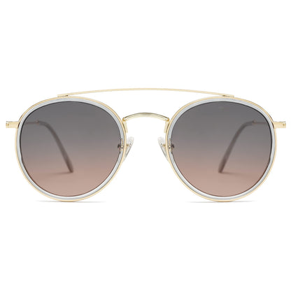 SOJOS Retro Vintage Round Polarized Sunglasses for Women Men Double Bridge Circle Sunnies SJ1104