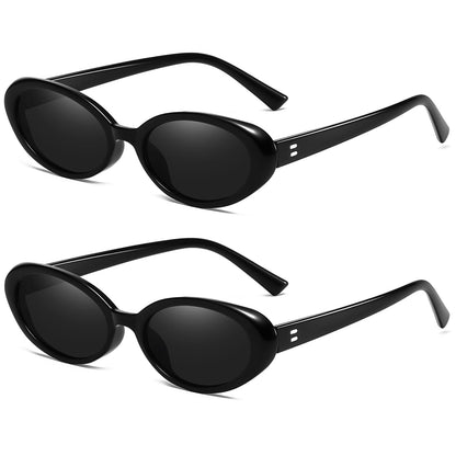 Breaksun Retro Oval Sunglasses for Women Men Fashion Small Oval Sunglasses 90s Vintage Shades