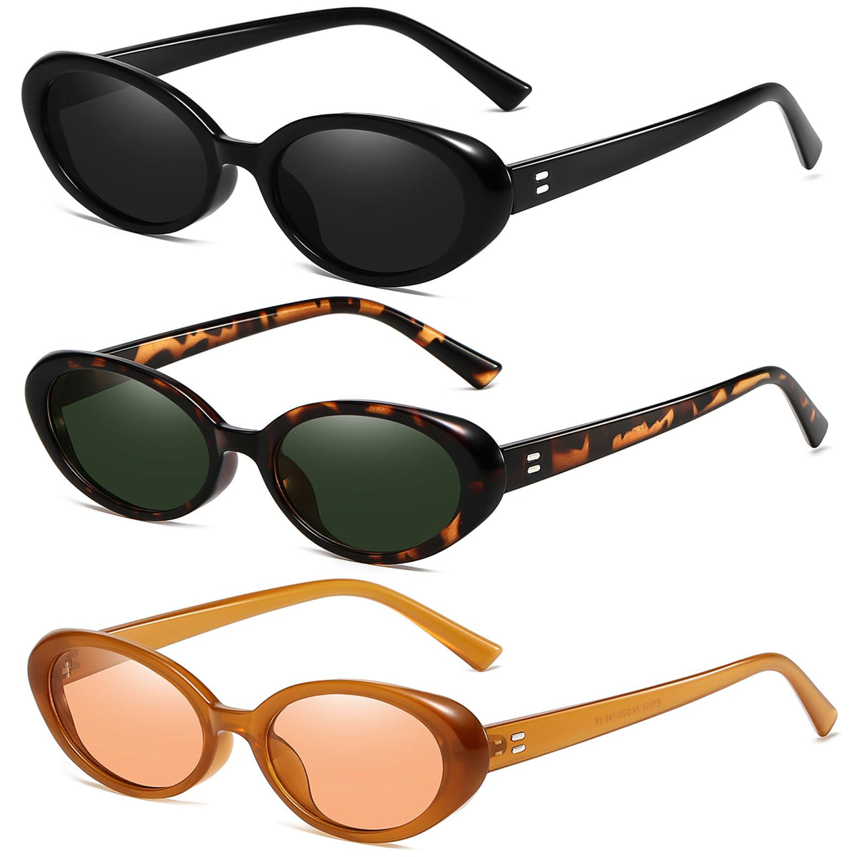 Breaksun Retro Oval Sunglasses for Women Men Fashion Small Oval Sunglasses 90s Vintage Shades