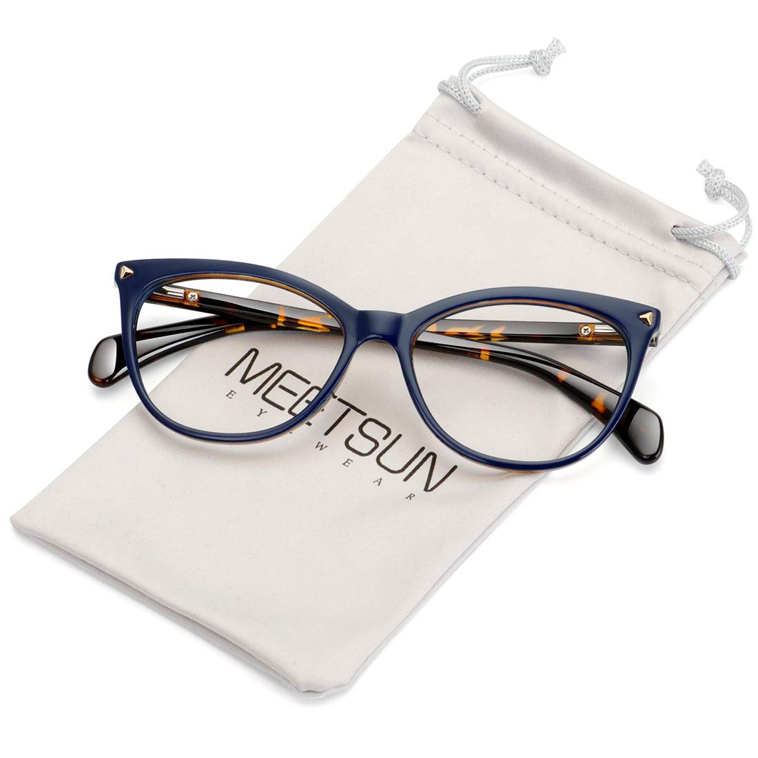 MEETSUN Non Prescription Glasses Frames For Women，Retro Cateye Fake Eyeglasses HD Clear Lens