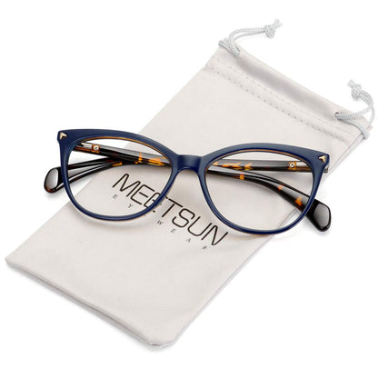 MEETSUN Non Prescription Glasses Frames For Women，Retro Cateye Fake Eyeglasses HD Clear Lens