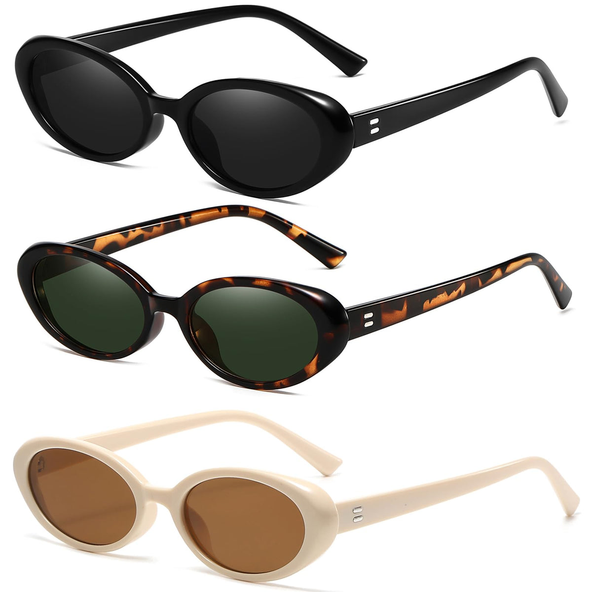 Breaksun Retro Oval Sunglasses for Women Men Fashion Small Oval Sunglasses 90s Vintage Shades