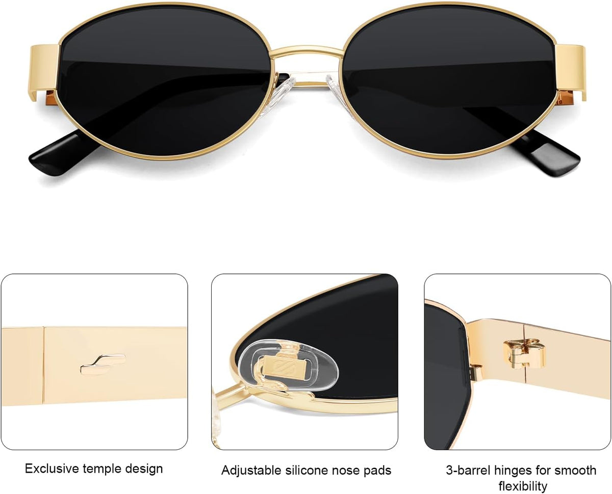 SOJOS Retro Oval Sunglasses for Women Trendy Classic 80s 90s Shades SJ1256