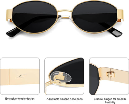 SOJOS Retro Oval Sunglasses for Women Trendy Classic 80s 90s Shades SJ1256