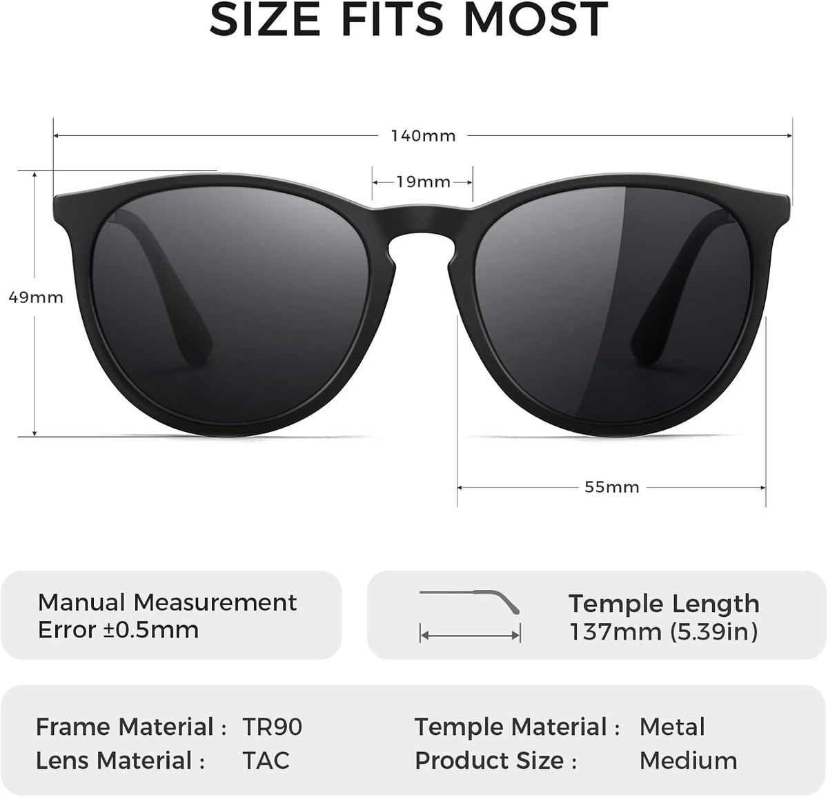 SUNGAIT Premium Vintage Round Sunglasses for Women Men Classic Retro Style