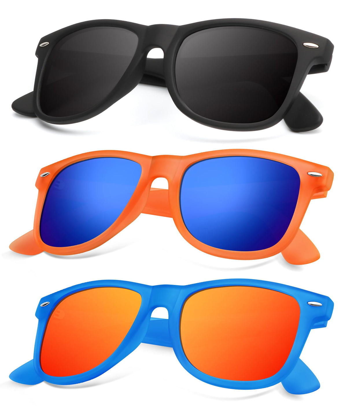 KALIYADI Polarized Sunglasses for Men and Women Matte Finish Sun glasses Color Mirror Lens UV Blocking (3 Pack)