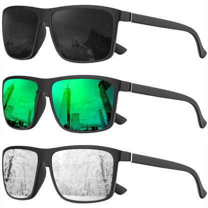 KALIYADI Polarized Sunglasses for Men and Women, Mens Sun Glasses with UV Protection for Driving Fishing Golf (3 Packs)