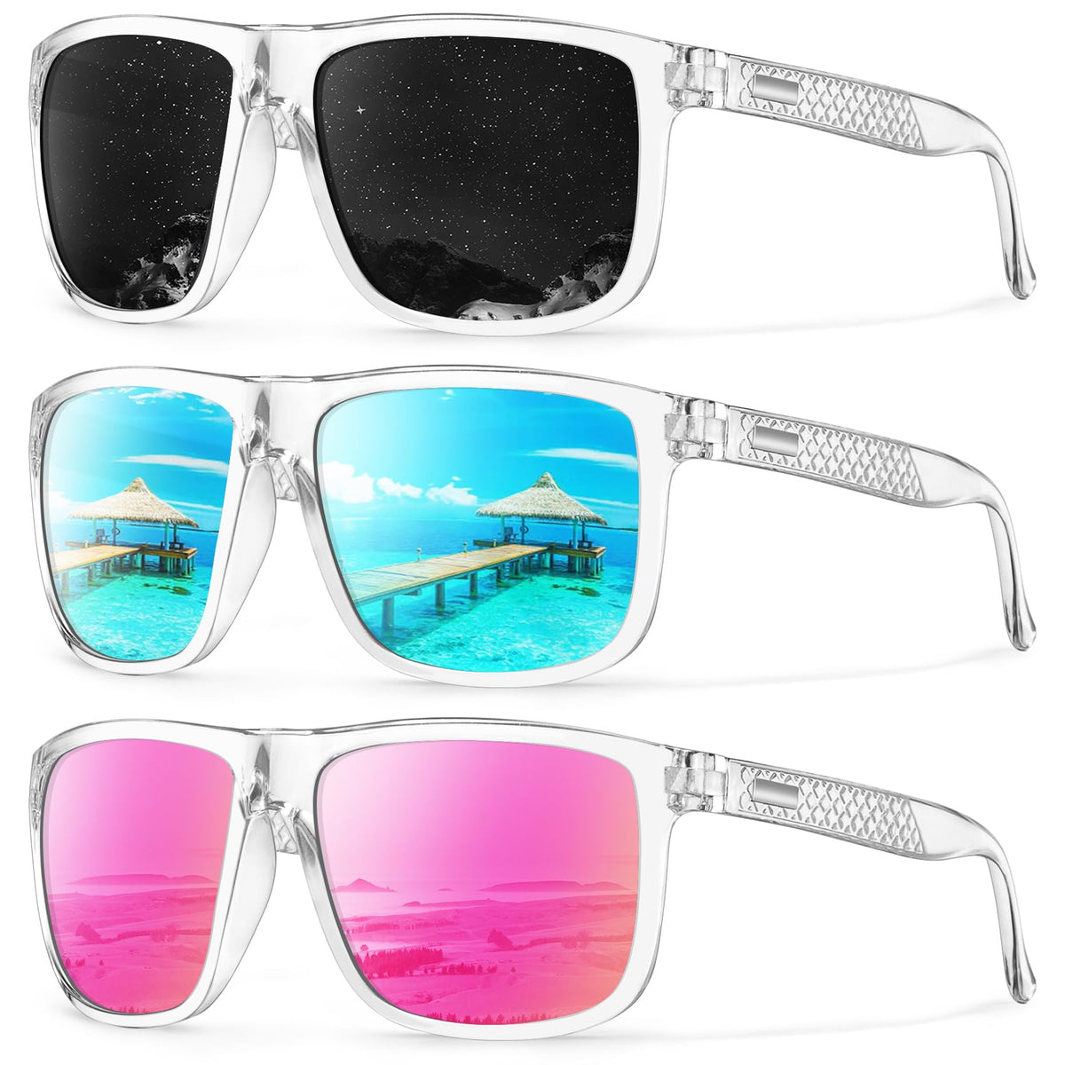 KALIYADI Polarized Sunglasses for Men, Lightweight Sun Glasses with UV Protection for Driving Fishing Golf