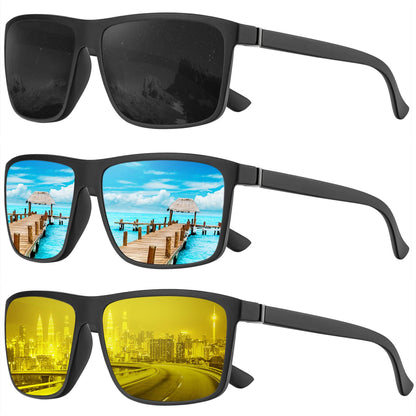 KALIYADI Polarized Sunglasses for Men and Women, Mens Sun Glasses with UV Protection for Driving Fishing Golf (3 Packs)