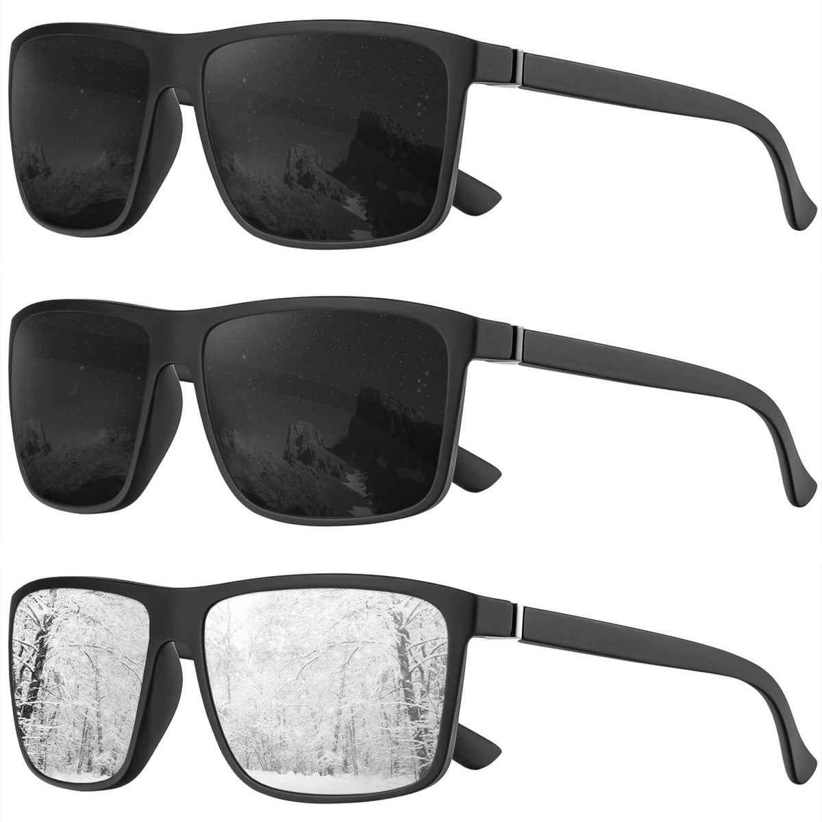 KALIYADI Polarized Sunglasses for Men and Women, Mens Sun Glasses with UV Protection for Driving Fishing Golf (3 Packs)