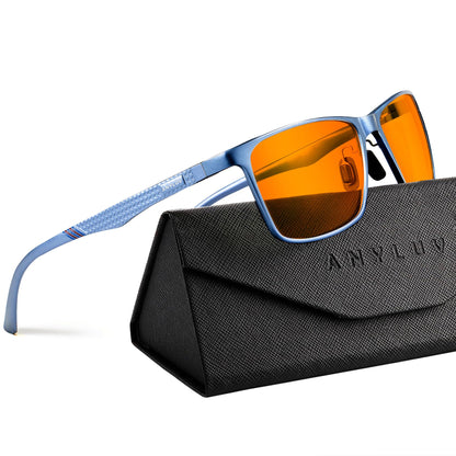 ANYLUV Blue Light Blocking Glasses Men, Al-Mg Metal Computer Gaming