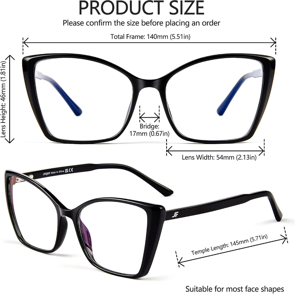 Oversized Cat Eye Blue Light Blocking Glasses for Women