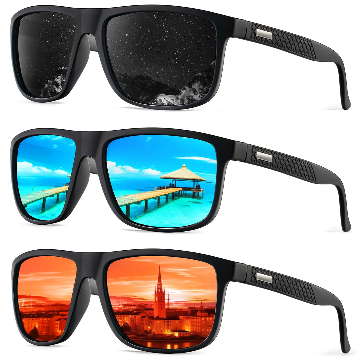 KALIYADI Polarized Sunglasses for Men, Lightweight Sun Glasses with UV Protection for Driving Fishing Golf