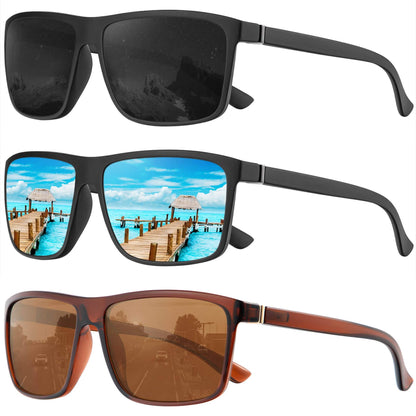 KALIYADI Polarized Sunglasses for Men and Women, Mens Sun Glasses with UV Protection for Driving Fishing Golf (3 Packs)