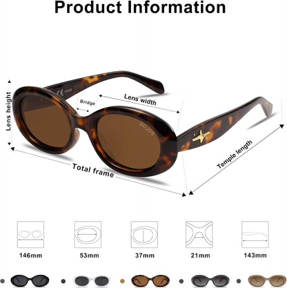 SOJOS Retro Oval Polarized Sunglasses for Women Men 90s Vintage UV400 Protection Tiny Sun Glasses SJ2286