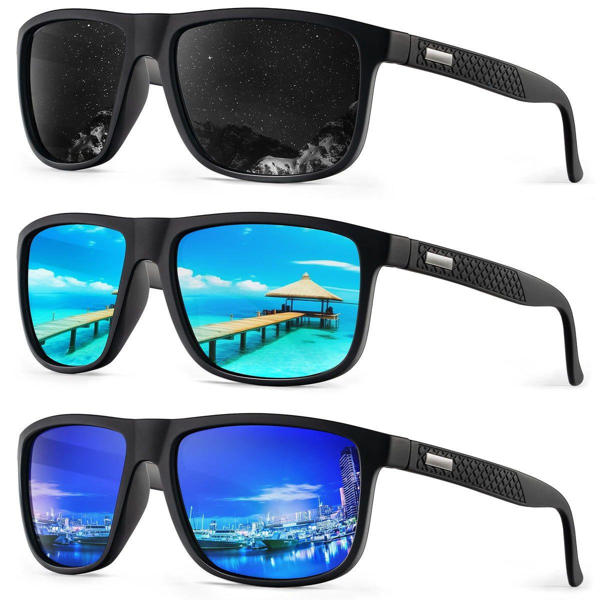 KALIYADI Polarized Sunglasses for Men, Lightweight Sun Glasses with UV Protection for Driving Fishing Golf