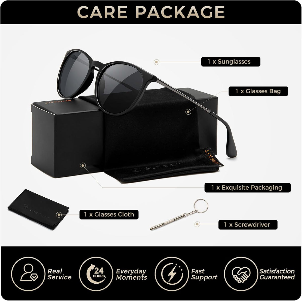 SUNGAIT Premium Vintage Round Sunglasses for Women Men Classic Retro Style