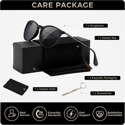SUNGAIT Premium Vintage Round Sunglasses for Women Men Classic Retro Style