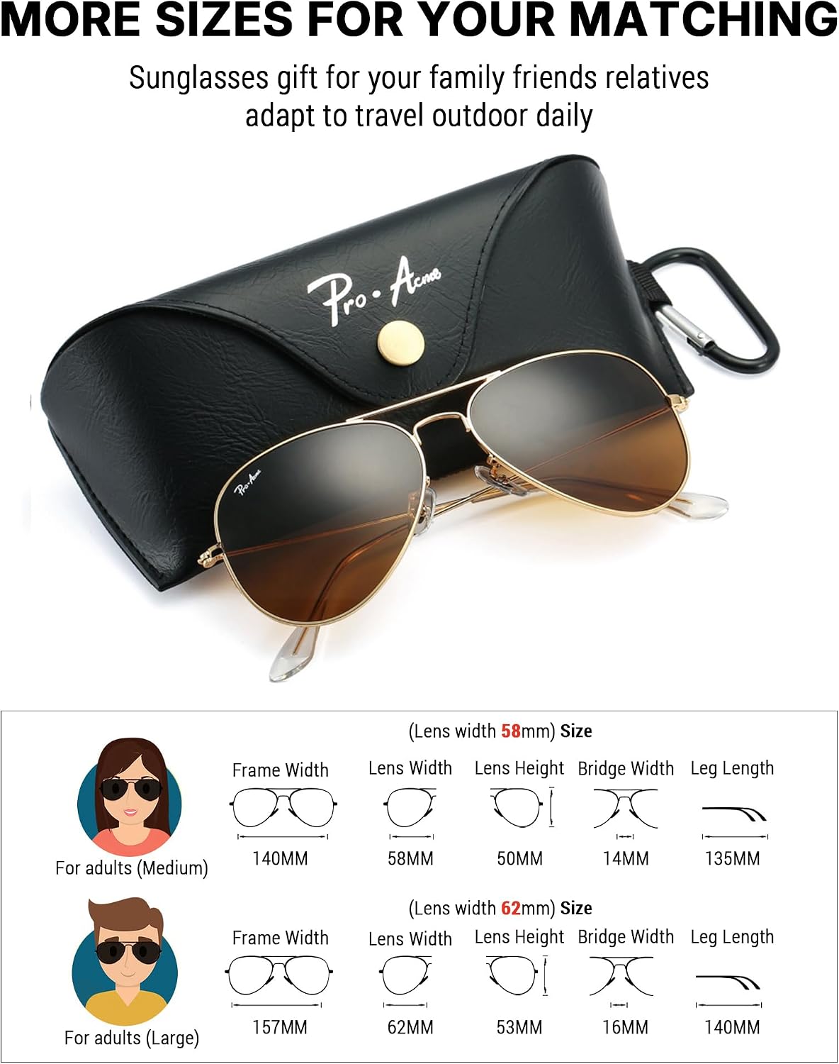 Pro Acme Classic Aviator Sunglasses Glass Lens Metal UV400 for Men Women