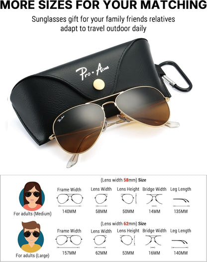 Pro Acme Classic Aviator Sunglasses Glass Lens Metal UV400 for Men Women