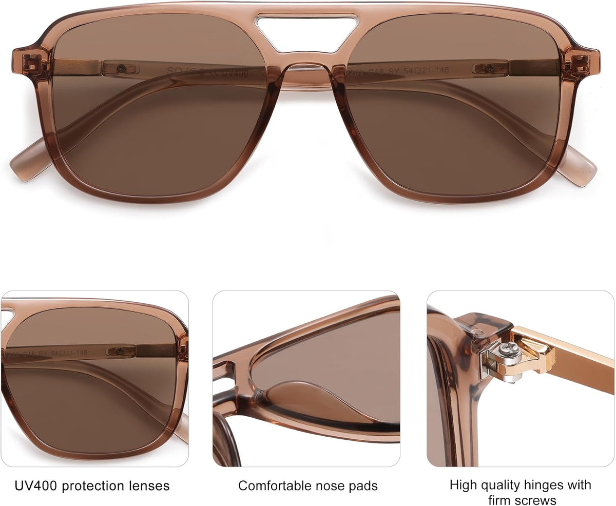 SOJOS Retro Aviator Sunglasses Womens Mens,Trendy Rectangle Shades SJ2202
