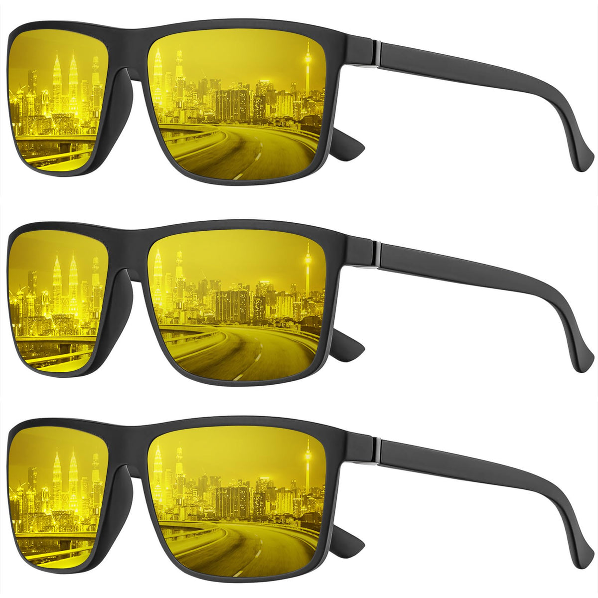 KALIYADI Polarized Sunglasses for Men and Women, Mens Sun Glasses with UV Protection for Driving Fishing Golf (3 Packs)