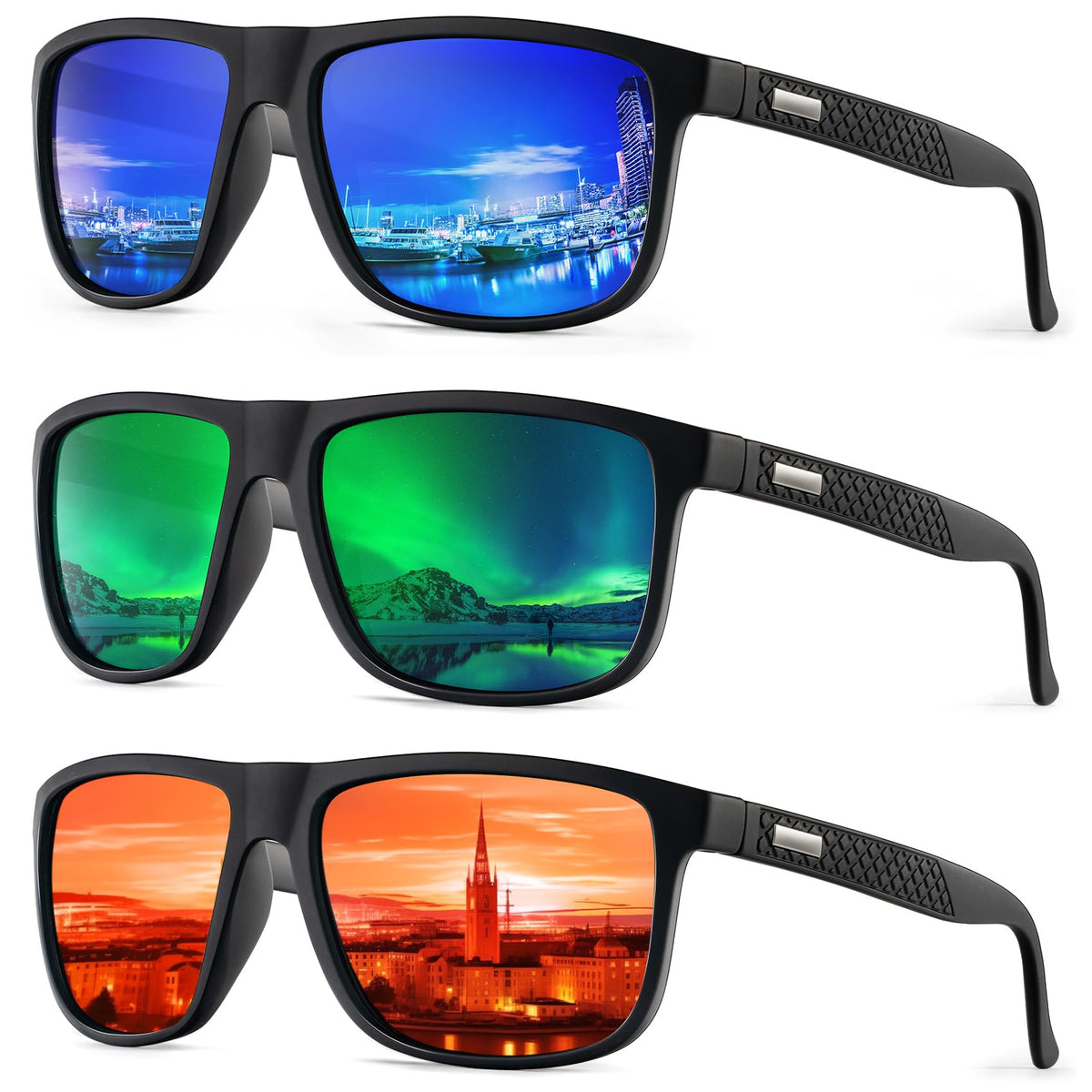 KALIYADI Polarized Sunglasses for Men, Lightweight Sun Glasses with UV Protection for Driving Fishing Golf