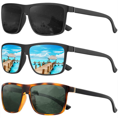 KALIYADI Polarized Sunglasses for Men and Women, Mens Sun Glasses with UV Protection for Driving Fishing Golf (3 Packs)