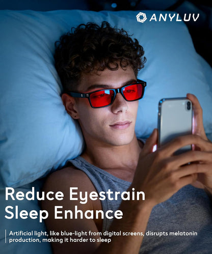 ANYLUV Blue Light Glasses for Sleep, 99.9% Blue Green Light Blocking with Red Lens, Blue Light Glasses