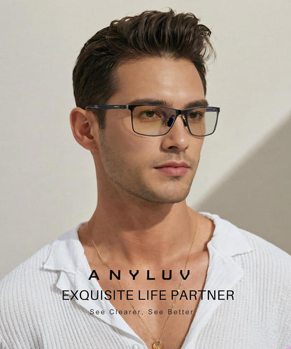 ANYLUV Blue Light Blocking Glasses Men, Al-Mg Metal Computer Gaming