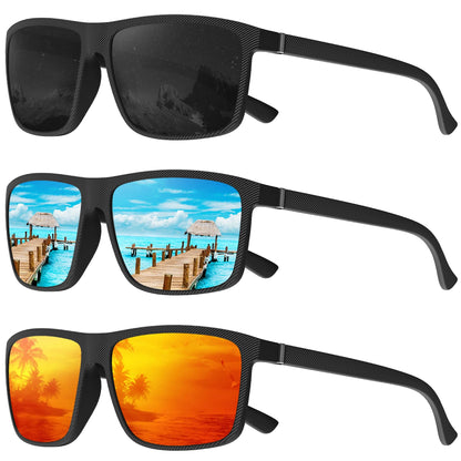 KALIYADI Polarized Sunglasses for Men and Women, Mens Sun Glasses with UV Protection for Driving Fishing Golf (3 Packs)