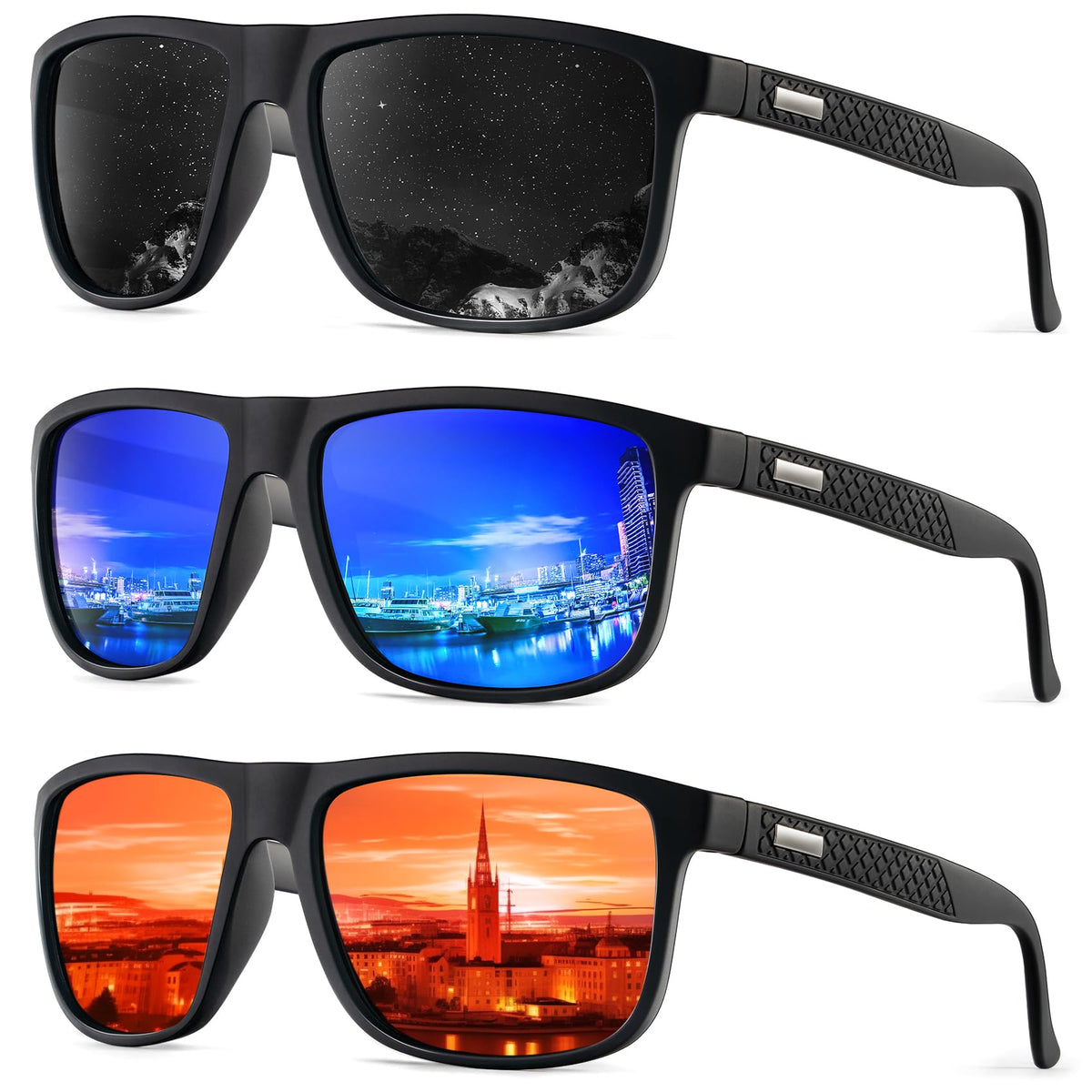 KALIYADI Polarized Sunglasses for Men, Lightweight Sun Glasses with UV Protection for Driving Fishing Golf