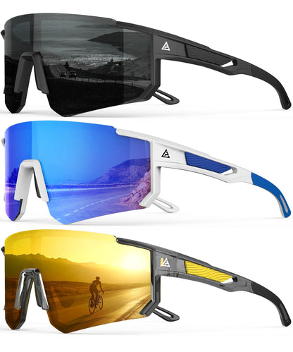 Polarized Sports Sunglasses for Men Women, UV400 Protection Mens Sunglasses Wrap Around Sun Glasses for Cycling Running