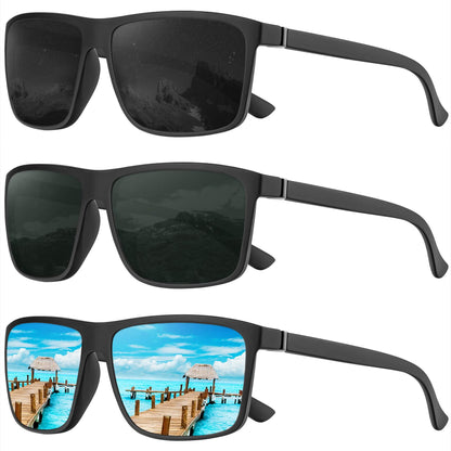 KALIYADI Polarized Sunglasses for Men and Women, Mens Sun Glasses with UV Protection for Driving Fishing Golf (3 Packs)