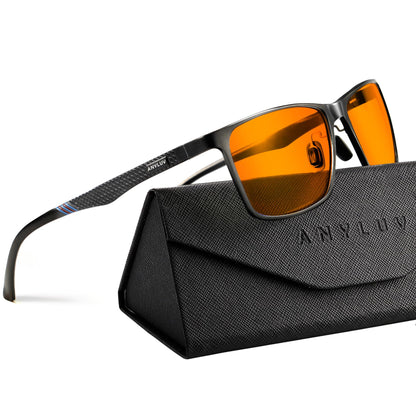 ANYLUV Blue Light Blocking Glasses Men, Al-Mg Metal Computer Gaming