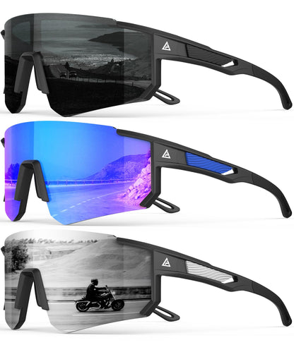 Polarized Sports Sunglasses for Men Women, UV400 Protection Mens Sunglasses Wrap Around Sun Glasses for Cycling Running