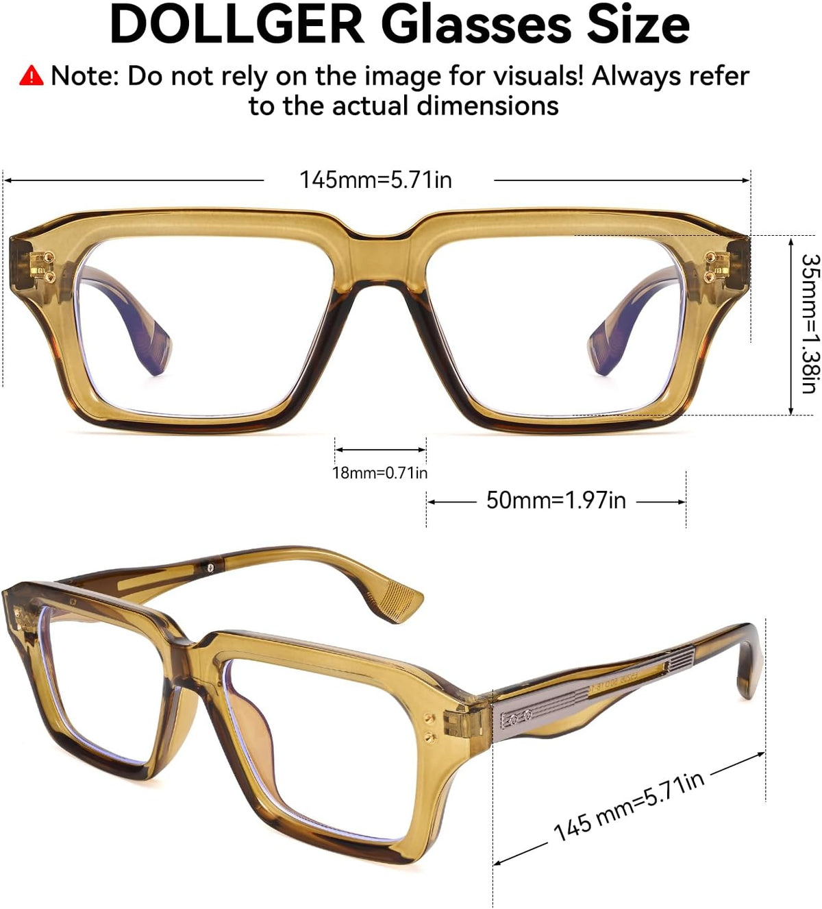 Dollger Classic Thick Square Glasses for Men Women Retro Fashion Clear Lens Glasses Non Prescription Eyeglasses
